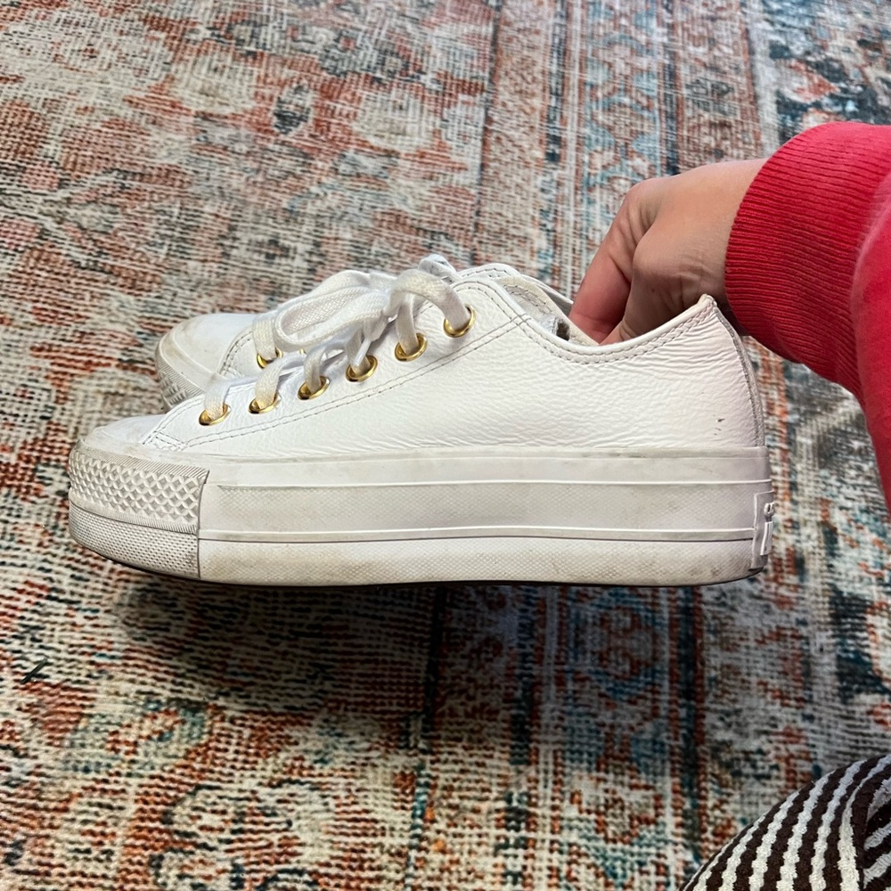 Platform Converse White and Gold Women's Sneakers